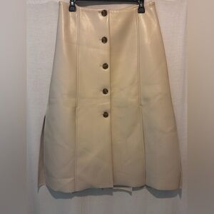 Banana Republic Faux Leather Cream A-Line Skirt with Slits